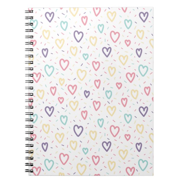 Caderno Espiral de Corações Coloridos Fofos (Frente)