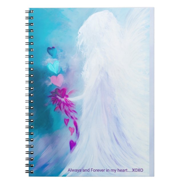 Caderno espiral de corações de anjo (Frente)