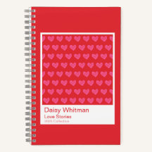 Caderno Espiral de Corações Ilustrados Rosa e Verm