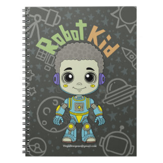 Caderno espiral de criança robô