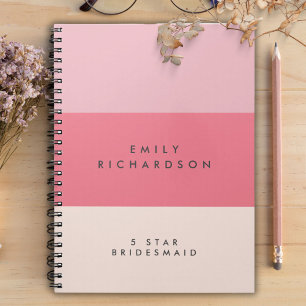 Caderno espiral de dama de honra com bloco de cor