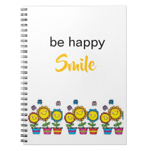 Caderno Espiral de Flores Girassóis Felizes 