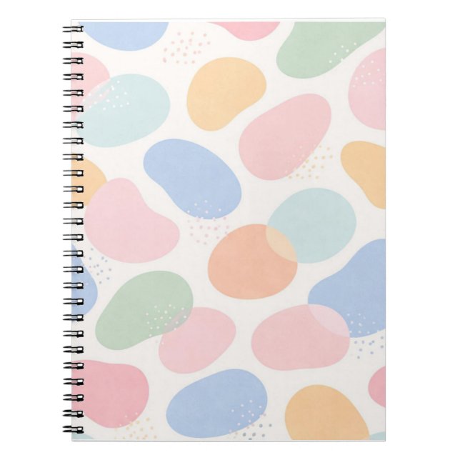Caderno Espiral de Formas Abstratas Pastel Estétic (Frente)
