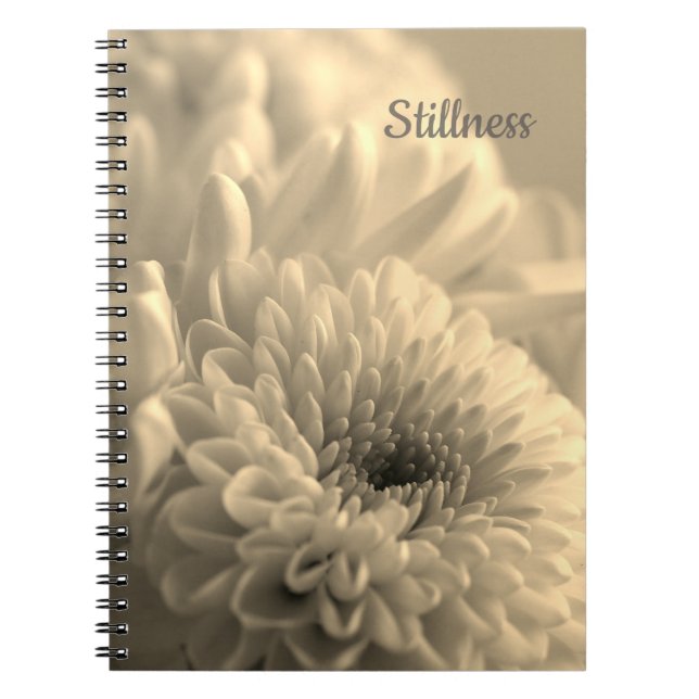 Caderno Espiral de Foto de Flor Sépia (Frente)