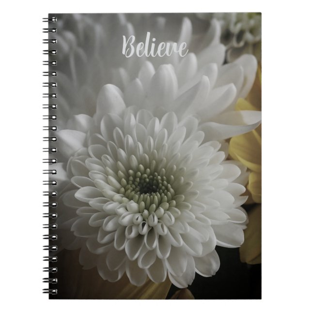 Caderno Espiral de Foto Floral Branco Suave (Frente)
