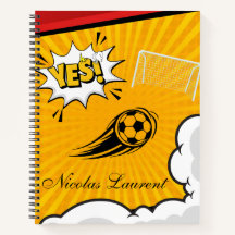 Caderno Espiral de Futebol Amarelo Personalizado
