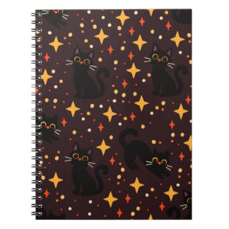 Caderno Espiral de Gatos Bruxos Estrelados