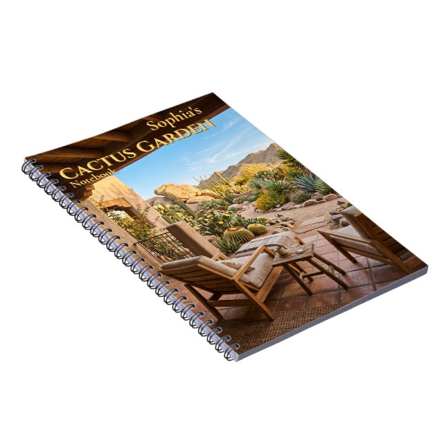Caderno Espiral de Jardim de Cacto Personalizado (Lado Direito)