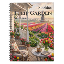 Caderno Espiral de Jardim de Tulipas Personalizado