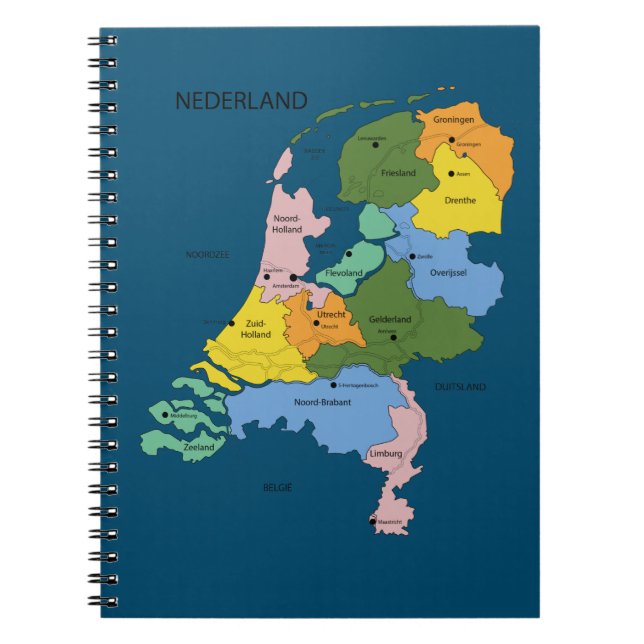 Caderno Espiral De kaart van Nederland (Frente)