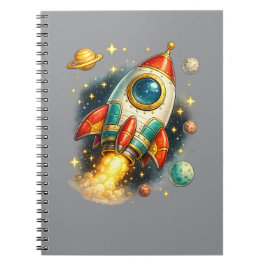 Caderno Espiral de Lançamento de Foguete Espacial