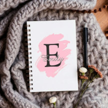 Caderno Espiral de Monograma Rosa Empoeirado Perso