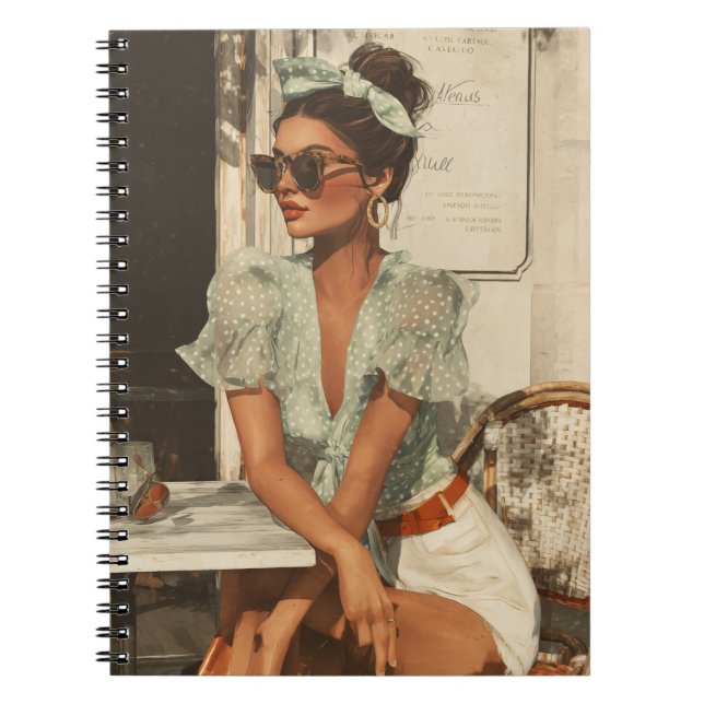Caderno Espiral de Mulher com Estilo Vintage Chic (Frente)