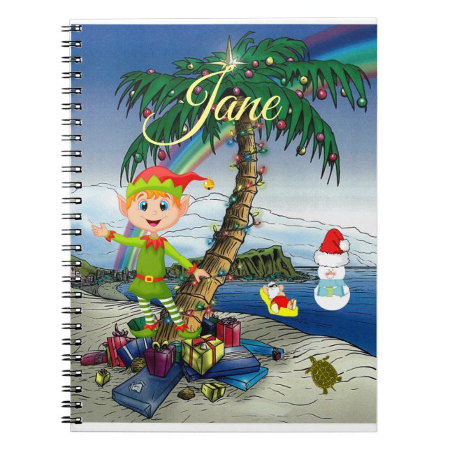 Caderno Espiral de Natal Bum de Praia Papai Noel (Frente)