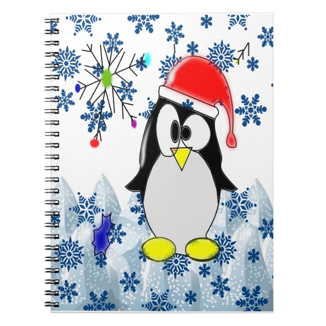 Caderno Espiral de Natal Pinguim (Frente)