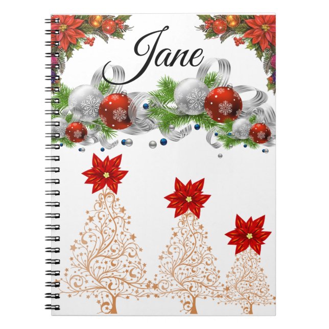 Caderno Espiral de Natal Poinsettia (Frente)