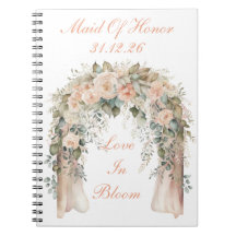 Caderno Espiral de Noiva Floral de Pêssego Elegant