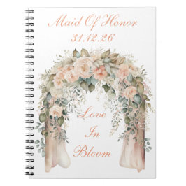 Caderno Espiral de Noiva Floral de Pêssego Elegant