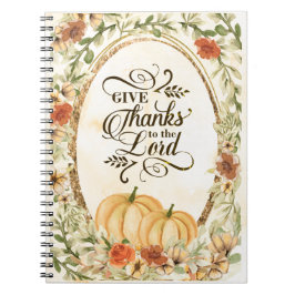 Caderno Espiral Dê Obrigados ao Senhor das Flores e Abóboras do Ou