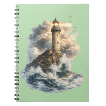 Caderno Espiral de Onda do Oceano do Farol Majesto