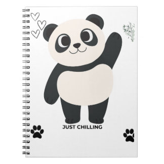 Caderno Espiral de Panda Fofo — Kawaii Só Relaxand