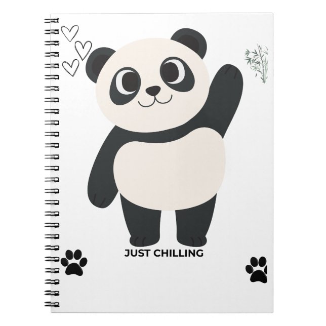 Caderno Espiral de Panda Fofo — Kawaii Só Relaxand (Frente)