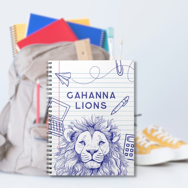 Caderno espiral de papel pautado com rabiscos da e (Criador carregado)