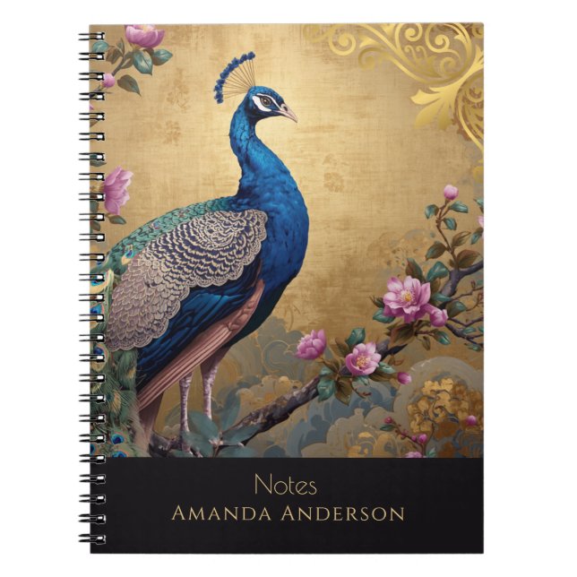 Caderno Espiral de Peacock em Chinoiserie (Frente)
