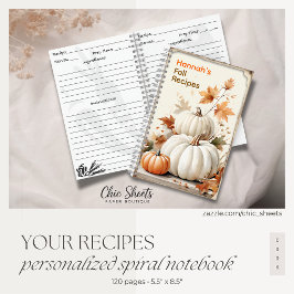 Caderno Espiral de Receitas de Outono Personalizad