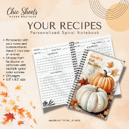 Caderno Espiral de Receitas de Outono Personalizad