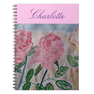 Caderno Espiral de Verão Abstrato Rosas
