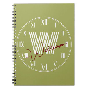 Caderno Espiral De volta à escola Monogramada verde oliva