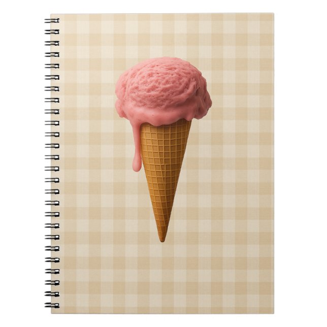 Caderno espiral de volta à escola rosa e bege (Frente)