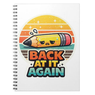 Caderno Espiral De Volta a Isso Novamente Lápis Engraçado Design E