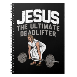 Caderno Espiral Deadlift Jesus I Christian Weightlifting Funny Wor