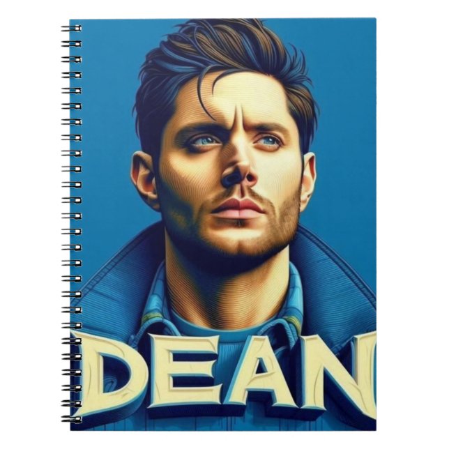 Caderno Espiral Dean sobre fundo azul (Frente)