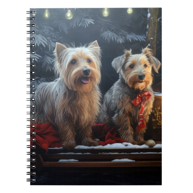 Caderno Espiral Decência de Natal de Terrier Snowy Sleigh (Frente)