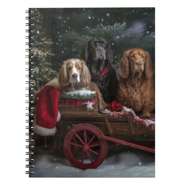 Caderno Espiral Decência de Natal do Cocker Spaniel Snowy Sleigh (Frente)