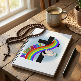 Caderno Espiral DeColores Cursillo Rainbow With Cross & Peace Dove