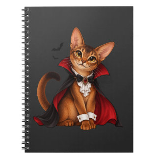 Caderno Espiral Decor Cute Abyssinian Cat Vampire Dracula