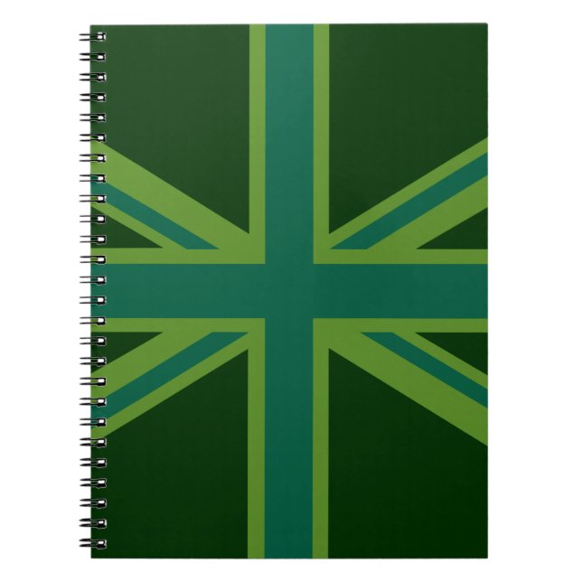 Caderno Espiral Decoração de bandeira da União Verde (Frente)