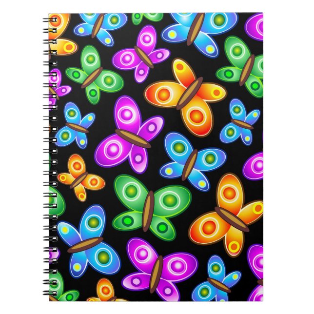 Caderno Espiral Decoração de Design de borboletas (Frente)