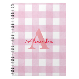 Caderno Espiral Decoração de Gingham Rosa