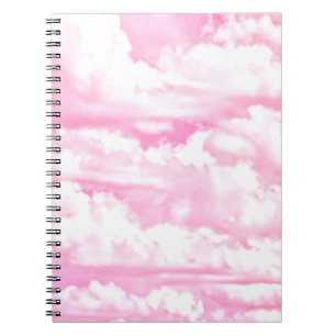 Caderno Espiral Decoração de Nuvens Felizes, Rosa, Fresca