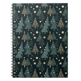 Caderno Espiral Decoração do padrão verde Dourado da árvore de Nat