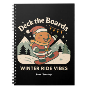 Caderno Espiral Decore as Pranchas Papai Noel Capivara Fofo Esquia