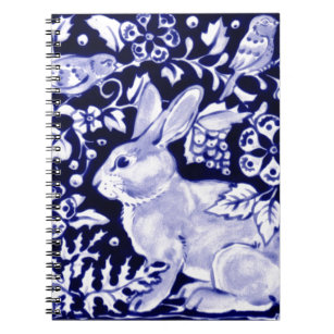 Caderno Espiral Dedham Blue Rabbit, Classic Blue & White Design