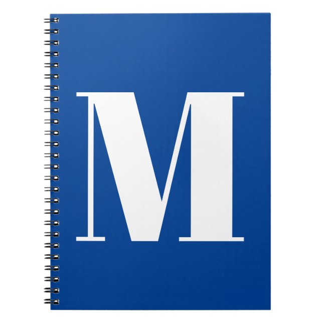 Caderno Espiral Deep Blue - Letra inicial Monograma Na moda modern (Frente)