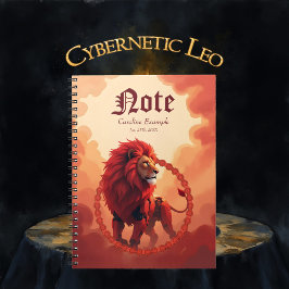 Caderno Espiral Deep Crimson Glow – The Lion of Burning Destiny.  