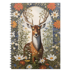 Caderno Espiral Deer Amid Daisy Flowers